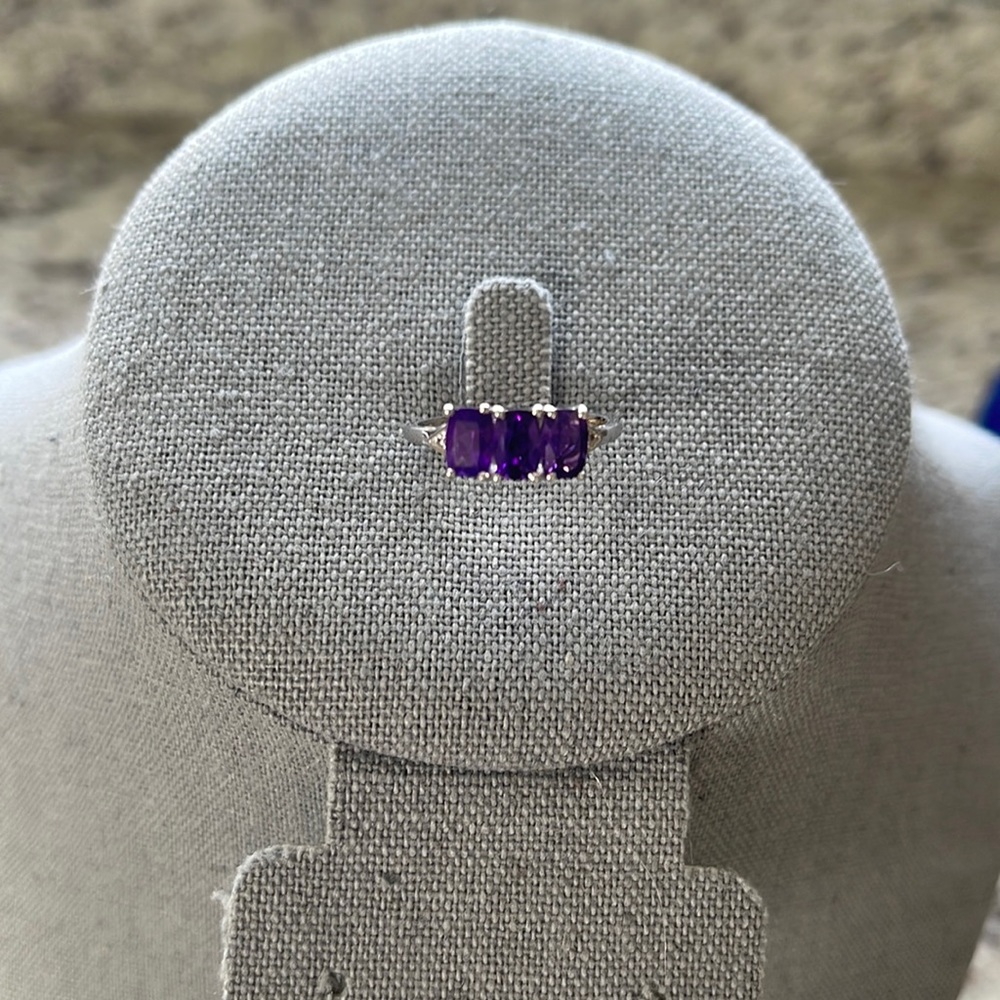 3 stone Amethyst ring
